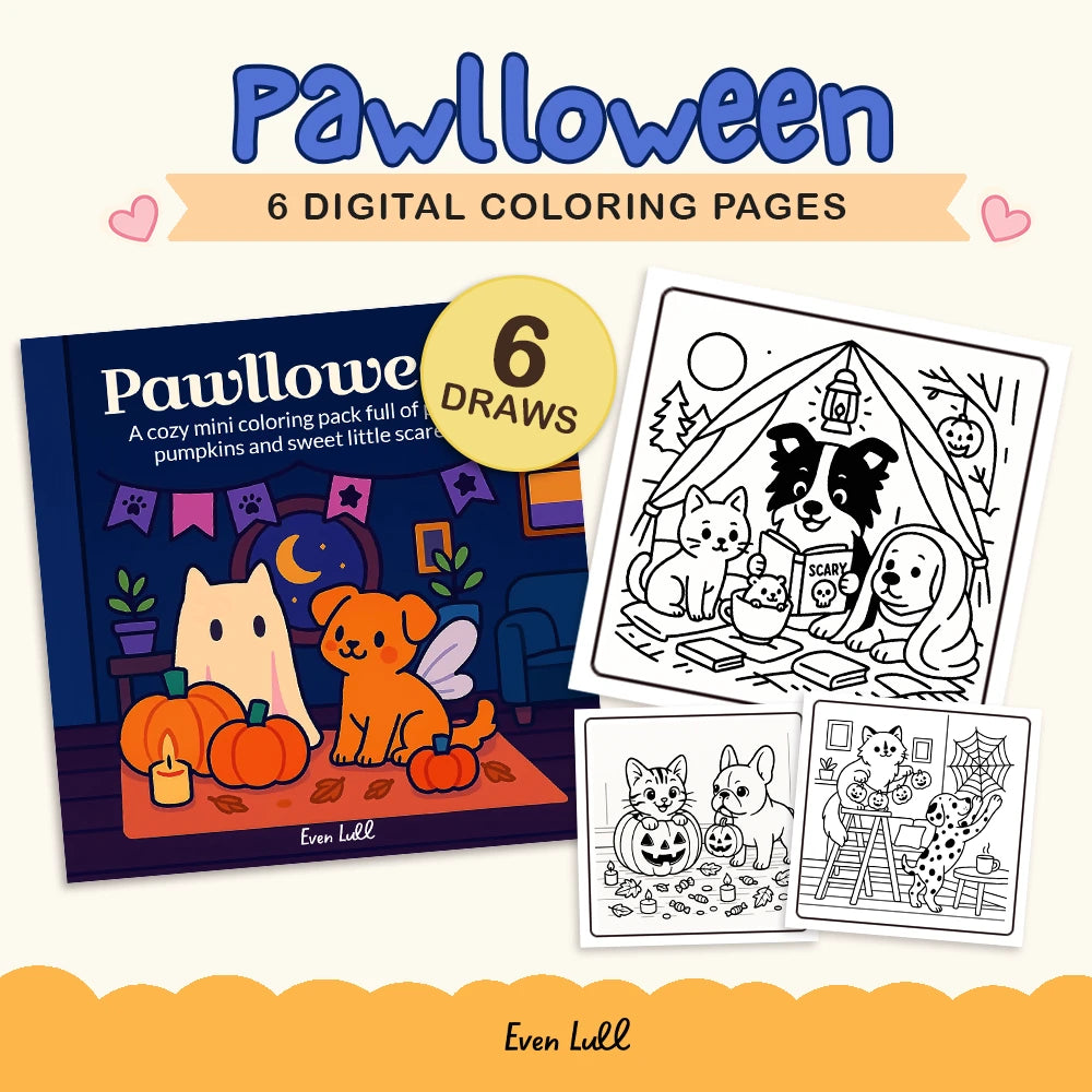 Pawlloween – Cute Halloween Animal Coloring Pages