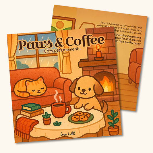 Paws & Coffee – Cozy Pet Moments: A Coffee Coloring Book and Cozy Pets Coloring Book for Relaxing and Cozy Days